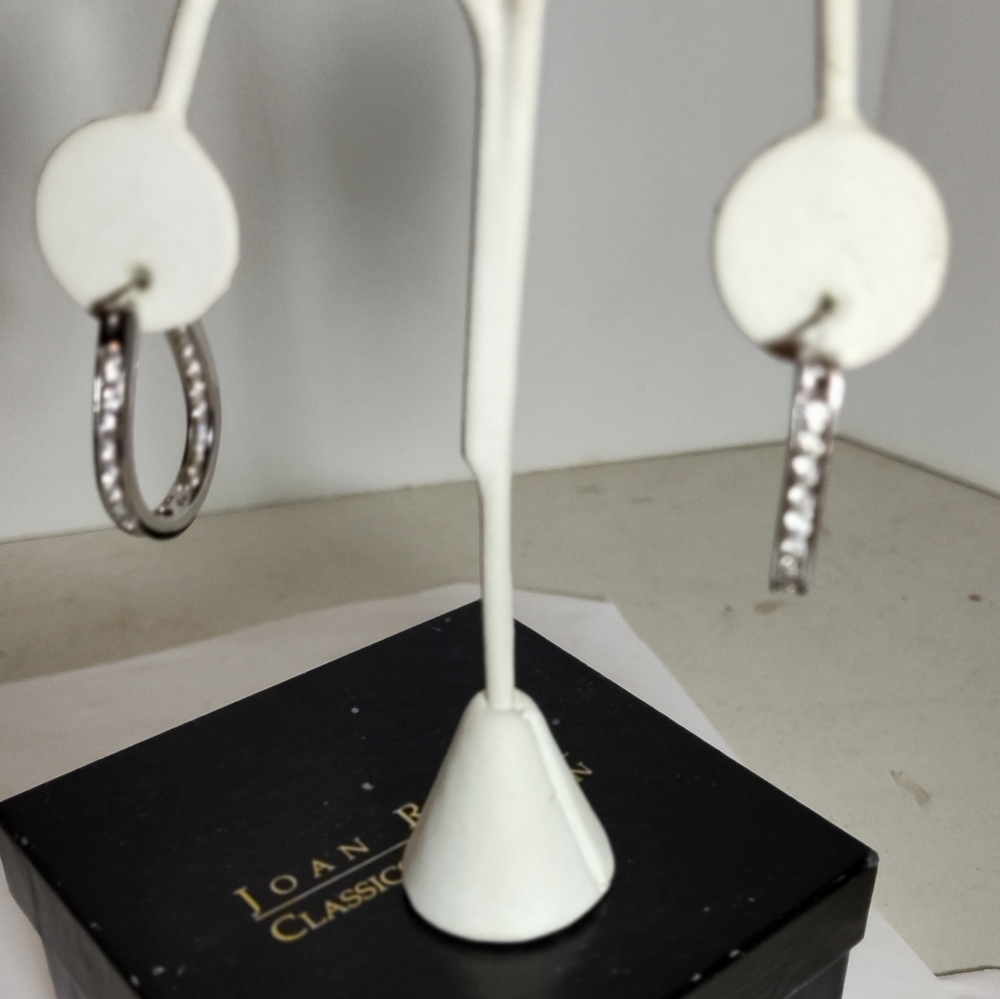 Birch Hill Diamond Cz Inside Outside Silver Hoop Earrings